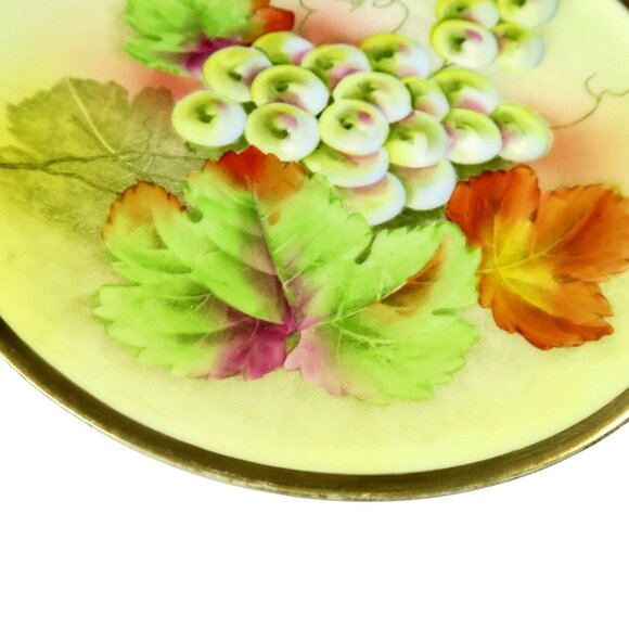 Beyer & Bock Royal Rudolstadt Plate – Hand Painted Grapes, Signed Stein, c1905 - Picture 3 of 6